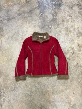 L.L. Bean Faux Suede Sherpa Lined Jacket Coat Embroidery Women's L chore coat